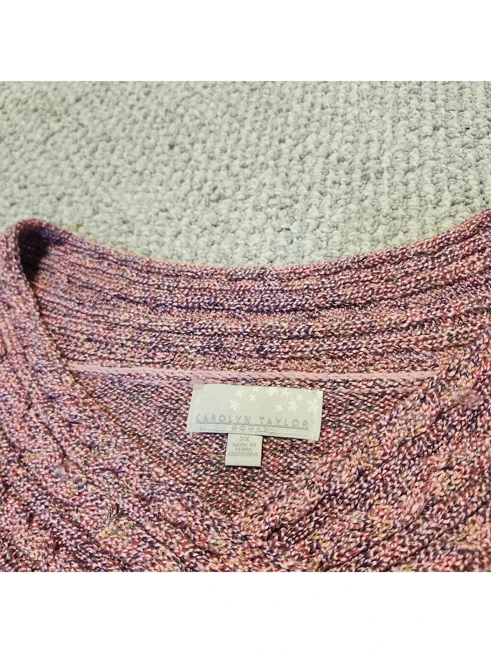 Carolyn Taylor Women's Pink V-Neck Knit Sweater Size 3X